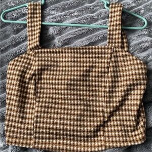 Brown Checkered Women's Top